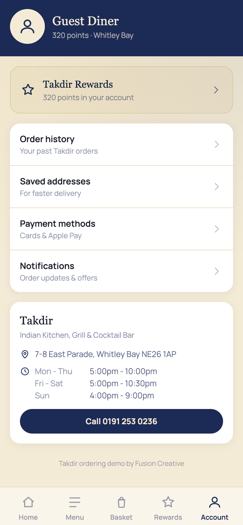 Takdir app account screen